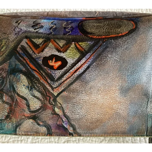Jane Yoo leather hand painted crossbody purse - Picture 4 of 6